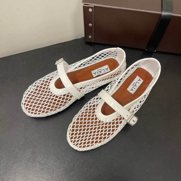 BALLERINE ALAIA IN RETE BIANCA