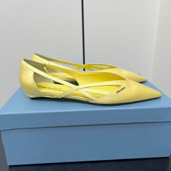 BALLERINE CON TAGLI IN RASO GIALLO CHIARO