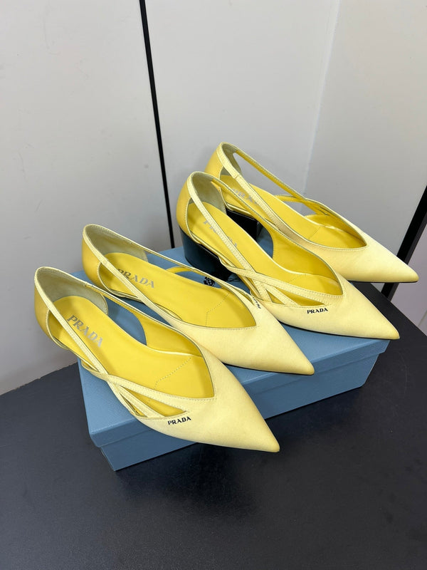 BALLERINE CON TAGLI IN RASO GIALLO CHIARO