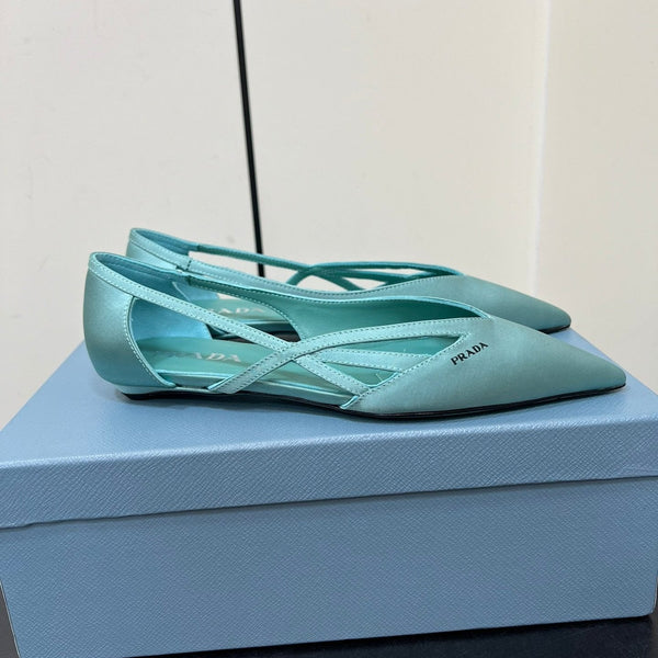 BALLERINE CON TAGLI IN RASO BLU TURCHESE