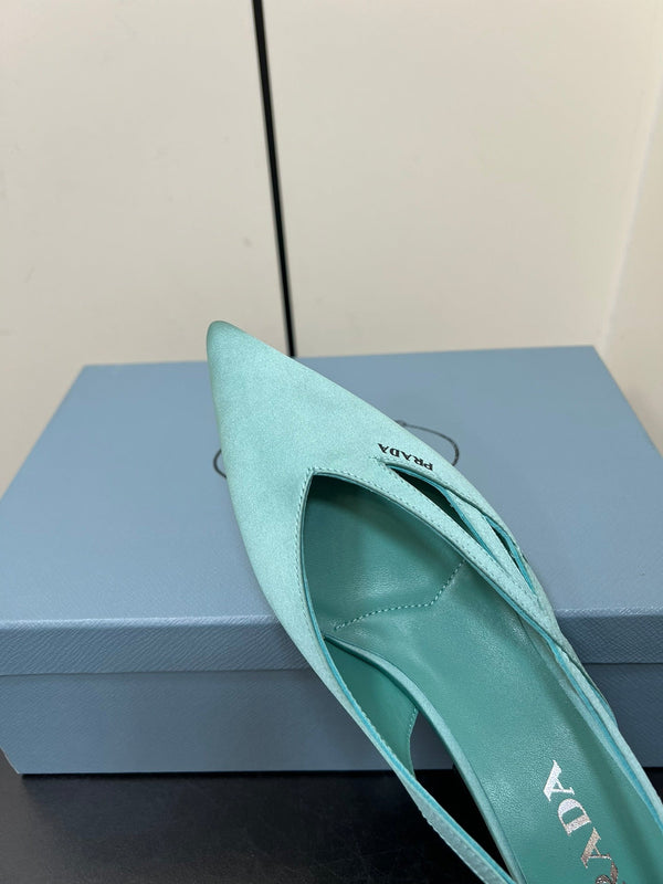 BALLERINE CON TAGLI IN RASO BLU TURCHESE