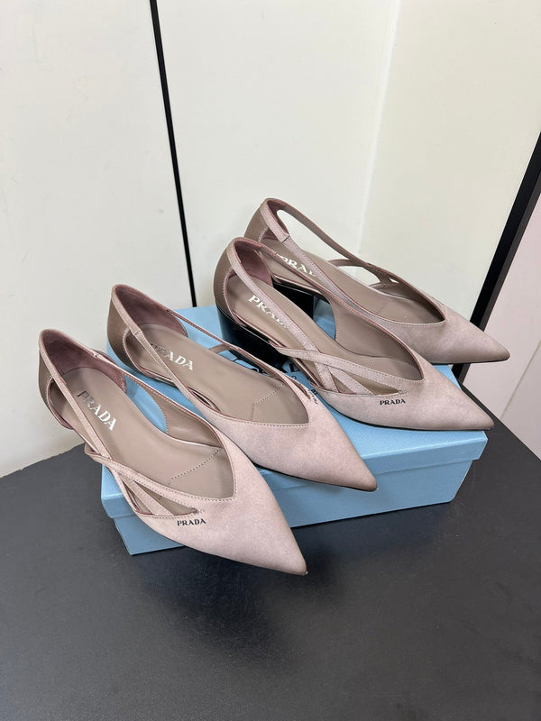BALLERINE CON TAGLI IN RASO BEIGE NOCCIOLA