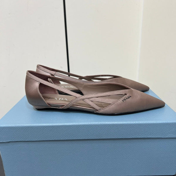 BALLERINE CON TAGLI IN RASO BEIGE NOCCIOLA