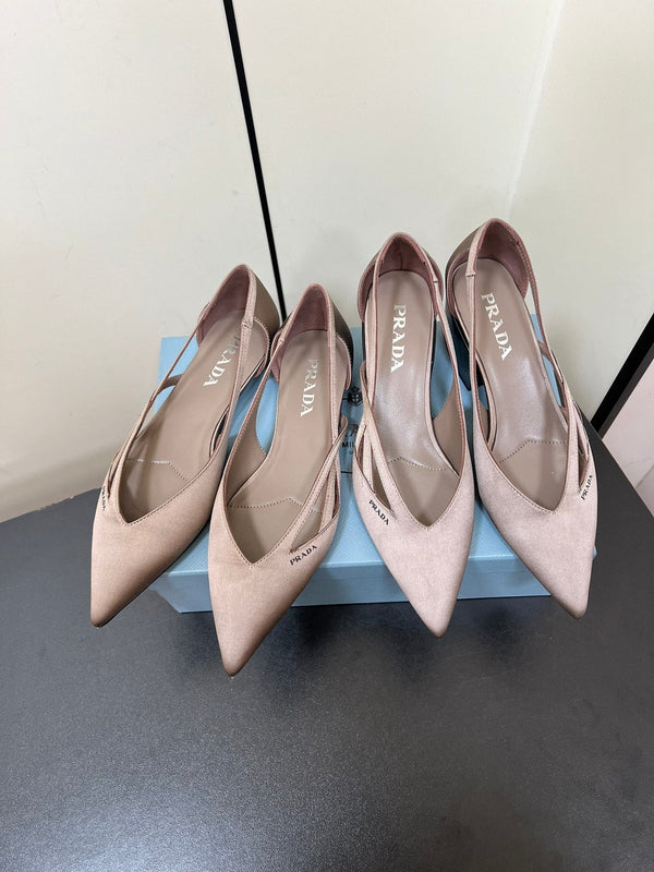 BALLERINE CON TAGLI IN RASO BEIGE NOCCIOLA
