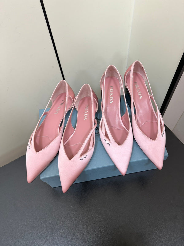 BALLERINE CON TAGLI IN RASO ROSA CONTORNO