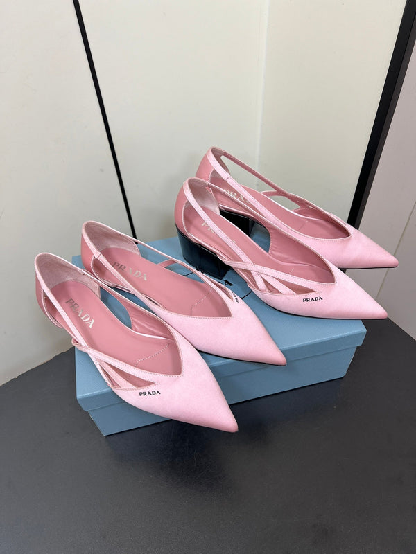 BALLERINE CON TAGLI IN RASO ROSA CONTORNO