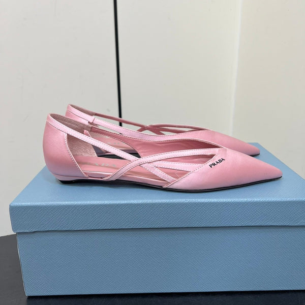 BALLERINE CON TAGLI IN RASO ROSA CONTORNO