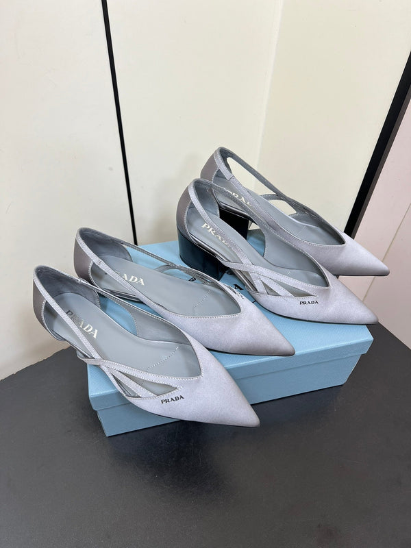 BALLERINE CON TAGLI IN RASO GRIGIO CALDO