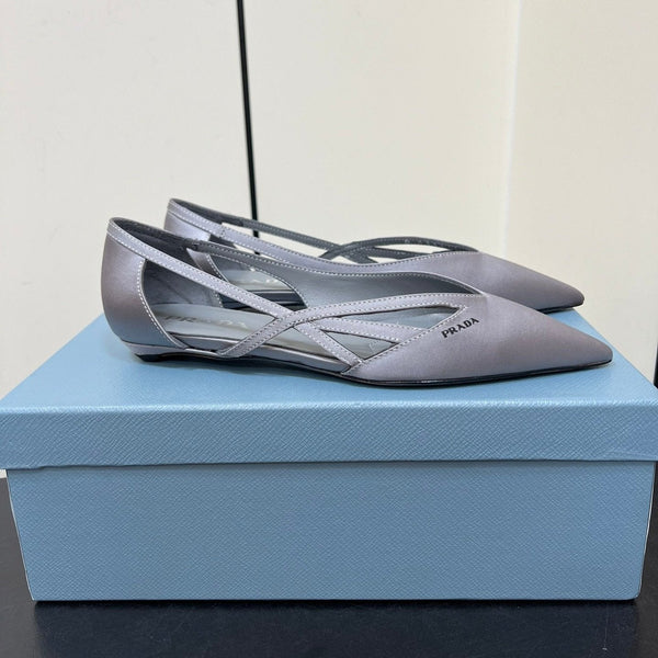 BALLERINE CON TAGLI IN RASO GRIGIO CALDO