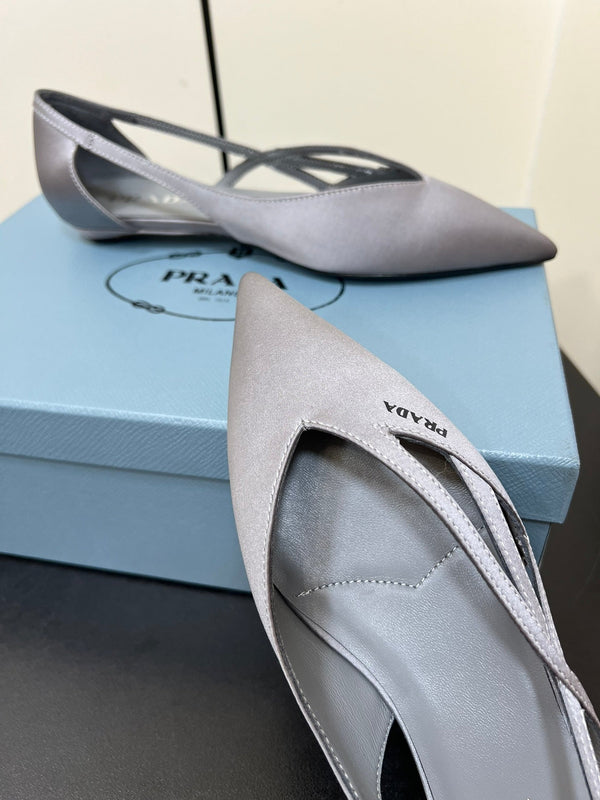 BALLERINE CON TAGLI IN RASO GRIGIO CALDO