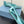 BALLERINA CON TAGLI IN RASO BLU TURCHESE E FIBBIA CON PERLINE