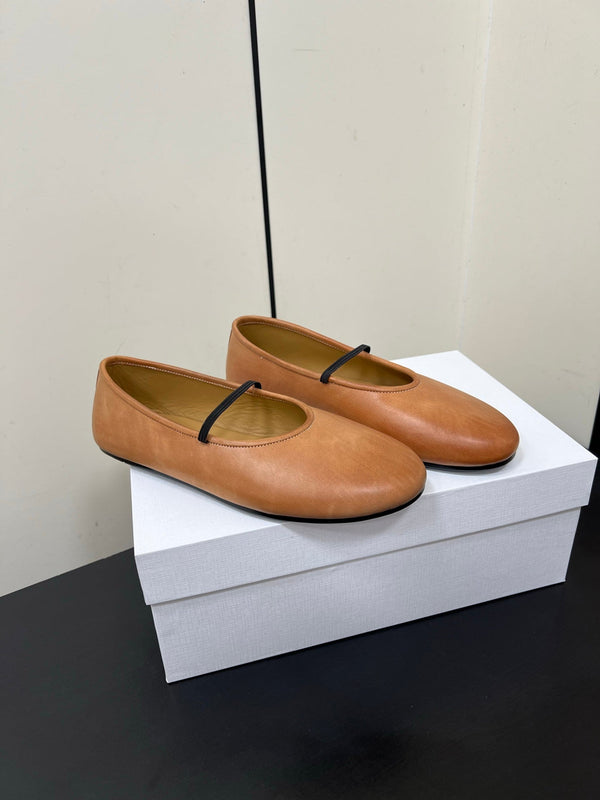 The Row Elastic Ballet Slipper In Gold Calfskin 340035
