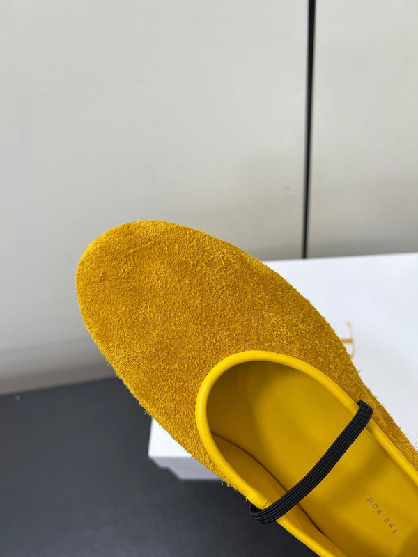 Elastic Ballet Slipper In Amber Gold Cow Suede 340037