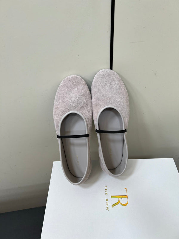 Elastic Ballet Slipper In Light Purple Cow Suede 340038
