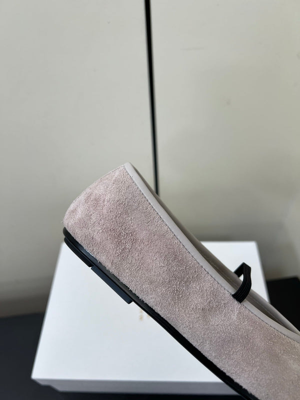 Elastic Ballet Slipper In Light Purple Cow Suede 340038
