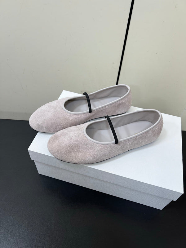Elastic Ballet Slipper In Light Purple Cow Suede 340038