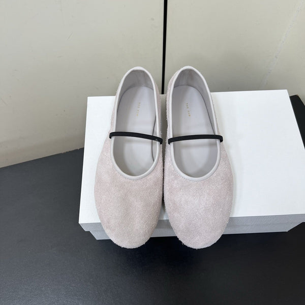 Elastic Ballet Slipper In Light Purple Cow Suede 340038