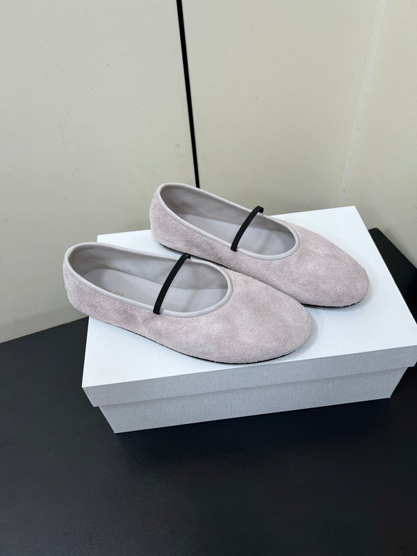 Elastic Ballet Slipper In Light Purple Cow Suede 340038