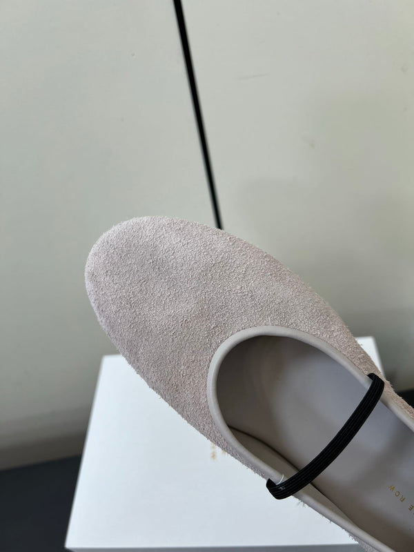 Elastic Ballet Slipper In Light Purple Cow Suede 340038