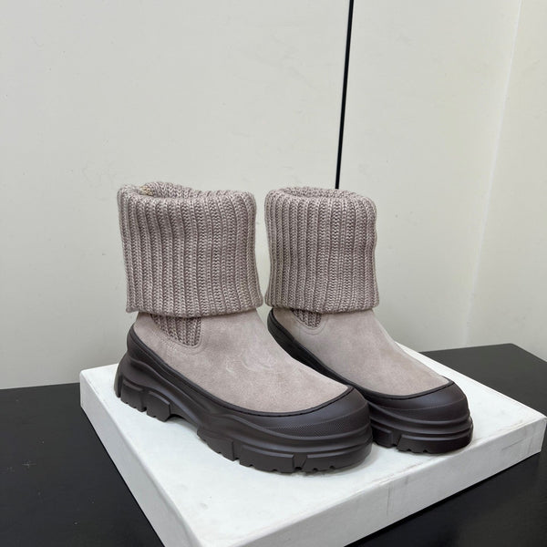 Brunello Cucinelli Ankle Boots Taupe Knitted Suede 619496