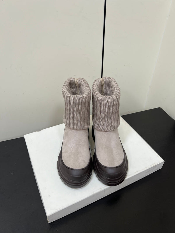 Brunello Cucinelli Ankle Boots Taupe Knitted Suede 619496