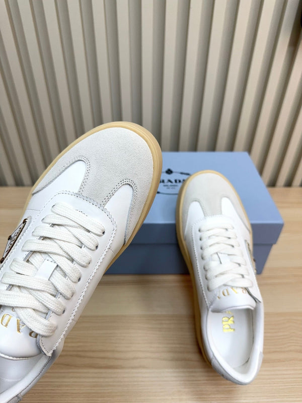 Prada Downtown Bold Light Grey White Nappa Leather & Suede 564144