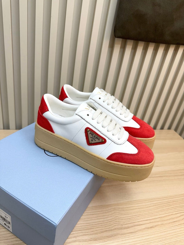 Prada Downtown Bold Red White Nappa Leather & Suede 564145