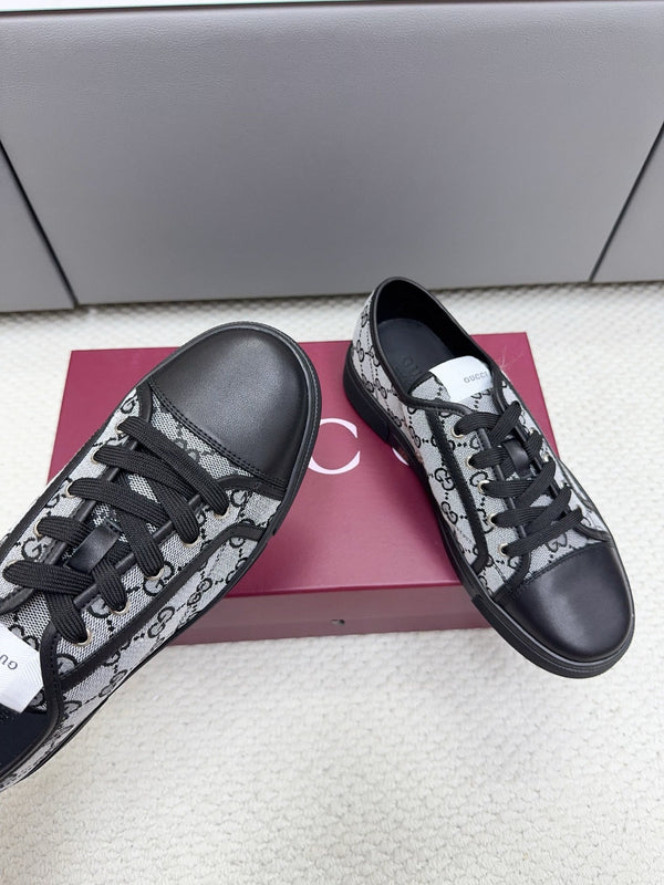 GG Tennis 1977 Sneakers Black White Canvas Leather 788205