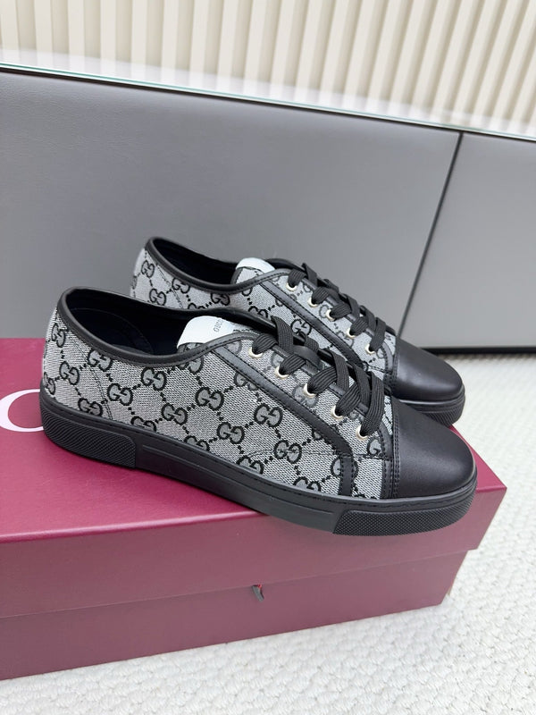 GG Tennis 1977 Sneakers Black White Canvas Leather 788205