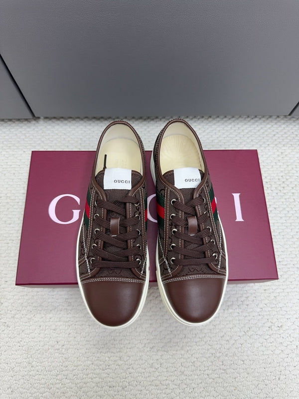 GG Tennis 1977 Sneakers Chocolate Canvas Leather 788208
