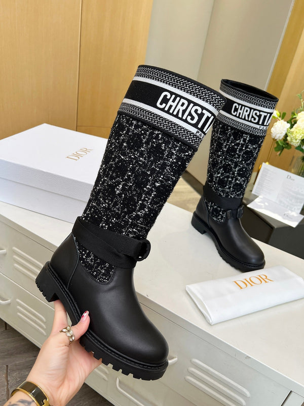 Stivale D-Major in tessuto denim nero e pelle di agnello 107716