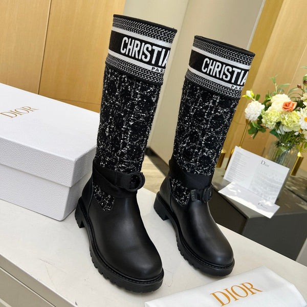 Stivale D-Major in tessuto denim nero e pelle di agnello 107716