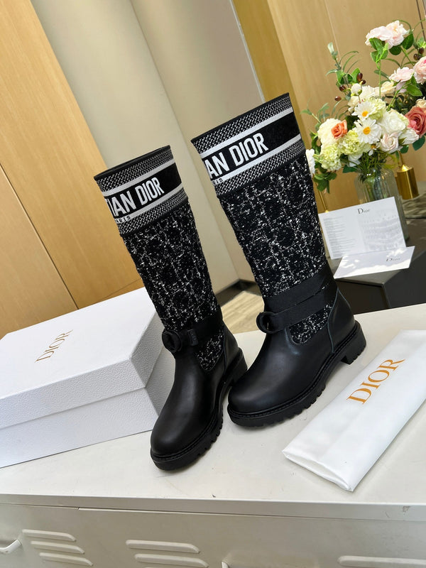 Stivale D-Major in tessuto denim nero e pelle di agnello 107716