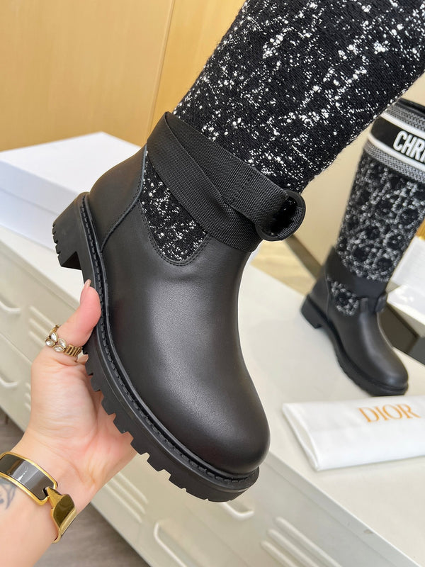 Stivale D-Major in tessuto denim nero e pelle di agnello 107716