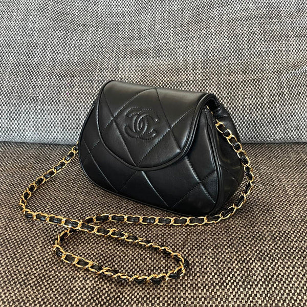 CC 2026 Matelasse Coco Mark Bag 22cm Black Lambskin