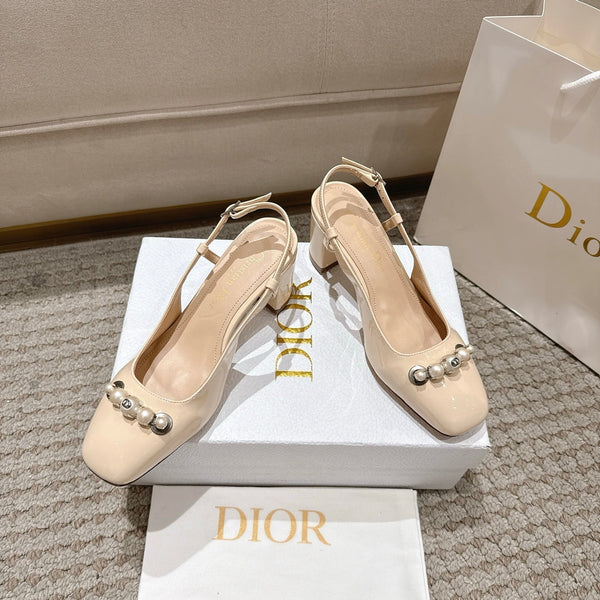 CD 25 slingback beige perle pelle verniciata 396118