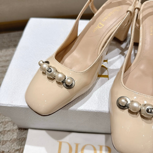 CD 25 slingback beige perle pelle verniciata 396118