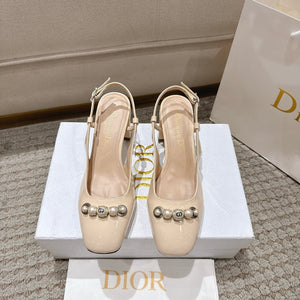 CD 25 slingback beige pearls patent leather 396118