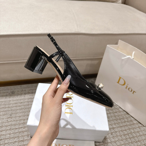 CD 25 slingback black pearls patent leather 396119