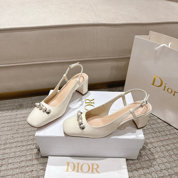 CD 25 slingback white pearls patent leather 396120