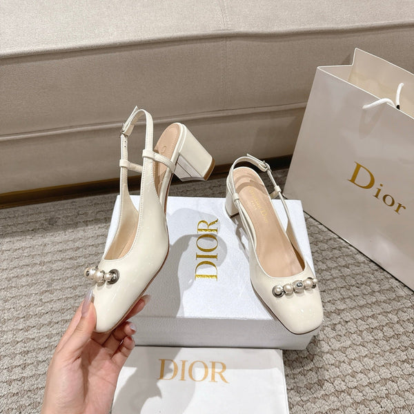 CD 25 slingback white pearls patent leather 396120