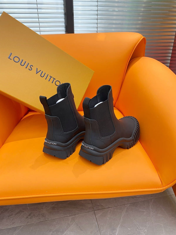 Stivaletto alla caviglia LV Ruby Flat in pelle di vitello nera