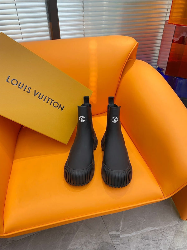 Stivaletto alla caviglia LV Ruby Flat in pelle di vitello nera