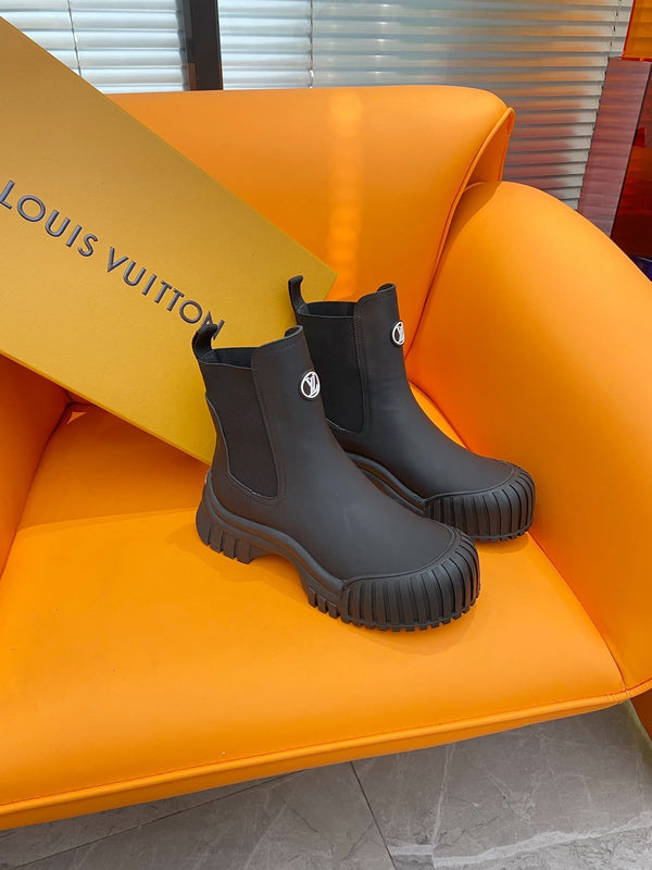 Stivaletto alla caviglia LV Ruby Flat in pelle di vitello nera