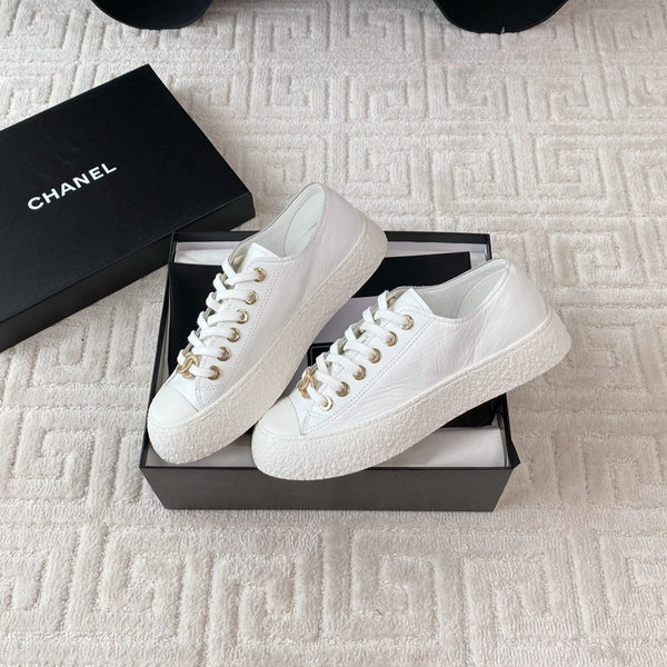 CC Low Sneaker 35mm Pelle bovina bianca rugosa