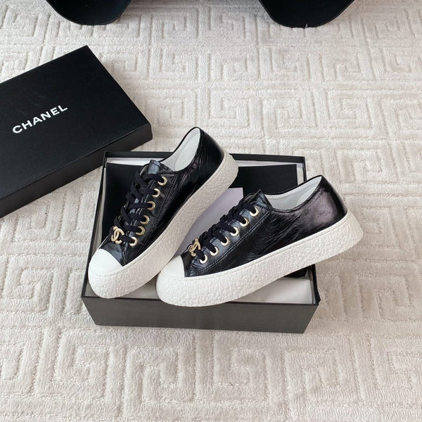 CC Low Sneaker 35mm Black Wrinkled Cowhide