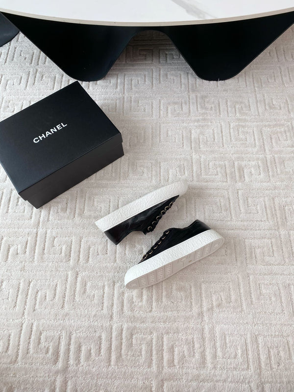 CC Low Sneaker 35mm Black Wrinkled Cowhide