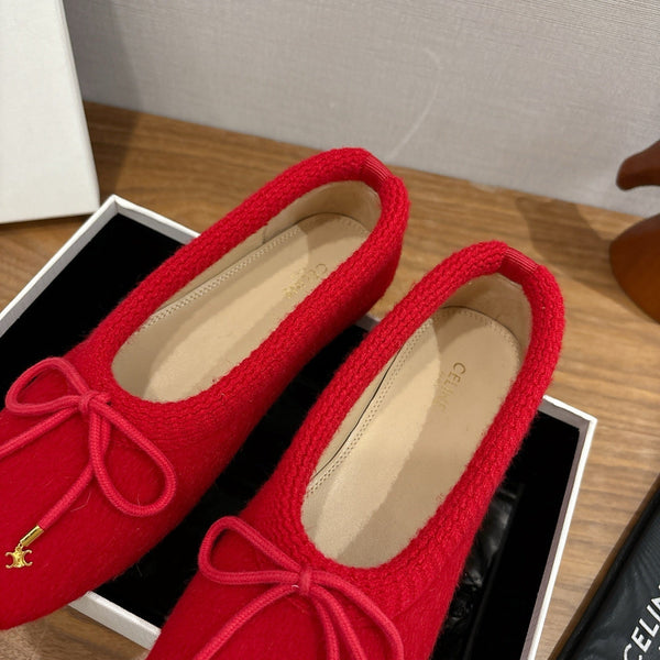 Celine 25 Ballerine Rouge Mélange Laine Tricotée 541481