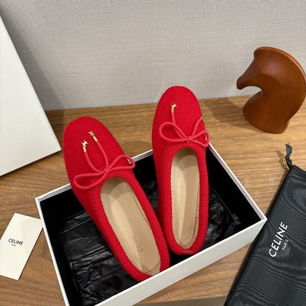 Celine 25 Ballerine Rouge Mélange Laine Tricotée 541481