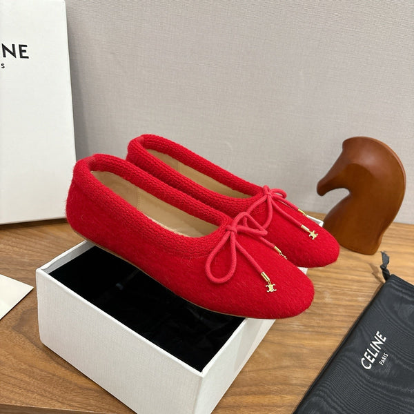 Celine 25 Ballerine Rouge Mélange Laine Tricotée 541481